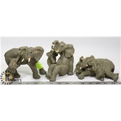 LOT OF 3 ASSORTED ELEPHANT STATUES
