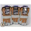 Image 1 : 3 PAIRS OF WINTER LEATHER WORK GLOVES