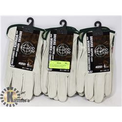 SET OF 3 BOB DALE SZ M GRAIN LEATHER DRIVER GLOVES