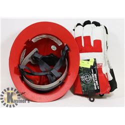 1 NEW HARD HAT W/ 4 PAIR OF WINTER WORK GLOVES