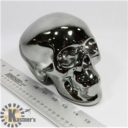 DARK GREEN METALLIC TONE SKULL PIGGY BANK