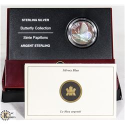 STERLING SILVER BLUE BUTTERFLY COIN