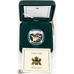 STERLING SILVER AND GOLD TULIP COIN