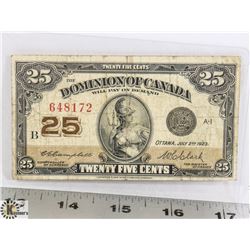 1923 CANADIAN SHINPLASTER.