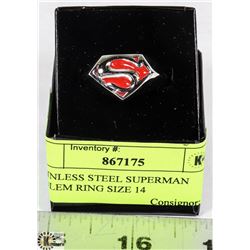 STAINLESS STEEL SUPERMAN EMBLEM RING SIZE 14