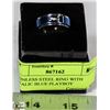 Image 1 : STAINLESS STEEL RING WITH METALIC BLUE PLAYBOY