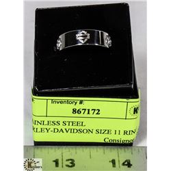 STAINLESS STEEL HARLEY-DAVIDSON SIZE 11 RING WITH