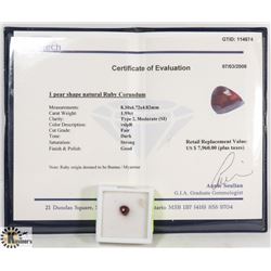 LOOSE PEAR SHAPED NATURAL RUBY CORUNDUM GEMSTONE