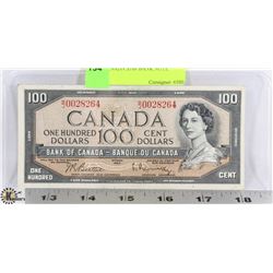 1954 CANADA $100 BANK NOTE