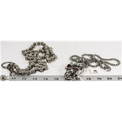 LOT OF 2 STAINLESS NECKLACES.