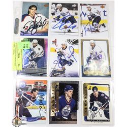 AUTOGRAPHED OILERS HOCKEY CARDS - 9 TOTAL