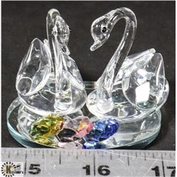 CRYSTAL SWANS WITH MULTI COLOR CRYSTAL STONES