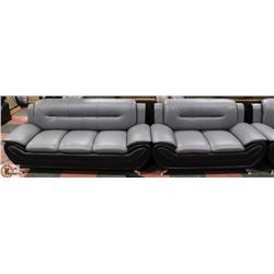 NEW GREY AND BLACK LEATHERETTE SOFA 74"