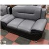 Image 1 : NEW GREY AND BLACK LEATHERETTE LOVESEAT 60"