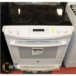 GE PROFILE WHITE FLAT TOP 4 BURNER RANGE,