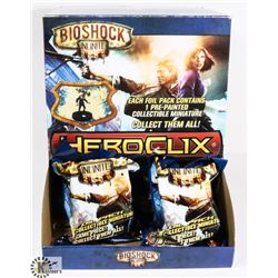 BOX OF BIOSHOCK INFINITE HEROCLIX FOIL PACKS.