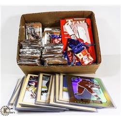 BOX OF ASSORTED COLLECTORS SPORTS CARDS.