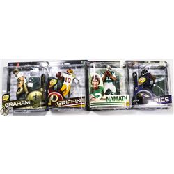 LOT OF 4 ASSORTED MCFARLANE FOOTBALL FIGURES.