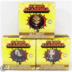 LOT OF 3 MY HERO ACADEMIA FUNIMATION FIGURES.