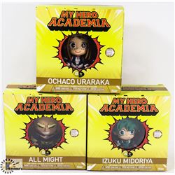 LOT OF 3 MY HERO ACADEMIA FUNIMATION FIGURES.
