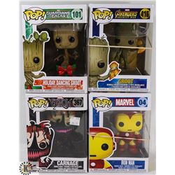 LOT OF 4 ASSORTED MARVEL FUNKO POP VINYL FIGURES.