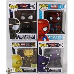 LOT OF 4 ASSORTED SPIDERMAN FUNKO POP VINYL
