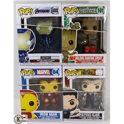 LOT OF 4 ASSORTED MARVEL FUNKO POP VINYL FIGURES.