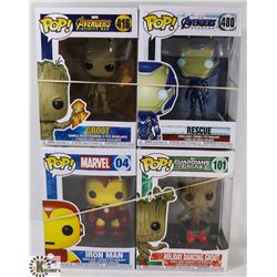 LOT OF 4 ASSORTED MARVEL FUNKO POP VINYL FIGURES.