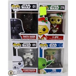 LOT OF 4 ASSORTED STAR WARS POP VINYL FIGURES.