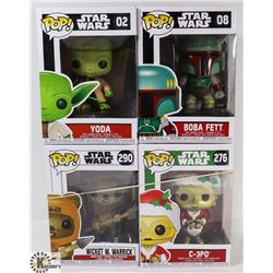 LOT OF 4 ASSORTED STAR WARS POP VINYL FIGURES.