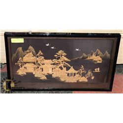 24 X 15  ORIENTAL WOOD CURVED PICTURE