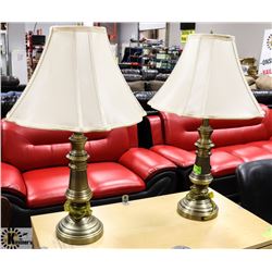 PAIR OF METAL TABLE LAMPS, 26" TALL