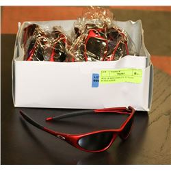 BOX OF RED OAKLEY STYLED SUNGLASSES