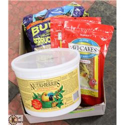 FLAT OF ASSORTED BIRD SEED & TREATS.