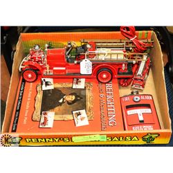 VINTAGE FIRE ENGINE PHONE, FIRE ENGINE CLOCK AND