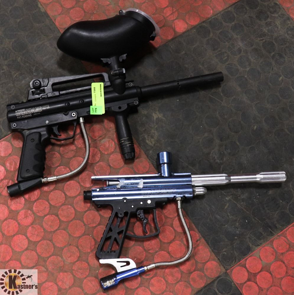 LOT OF 2 PAINTBALL GUNS WITH ONE HOPPER