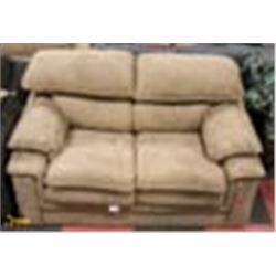 BROWN FABRIC LOVE SEAT 64"
