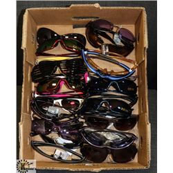 FLAT OF ASSORTED DESIGNER SUNGLASSES.