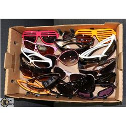 FLAT OF ASSORTED DESIGNER SUNGLASSES.