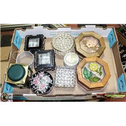 FLAT OF ASSORTED JEWELLERY BOXES AND COASTERS