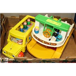 2 VINTAGE FISHER PRICE TOYS, FIGURES AND CARS