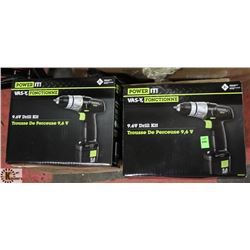 CASE OF 2 NEW POWER IT 9.6 CORDLESS DRILL KITS