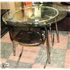 Image 1 : CHROME AND GLASS TABLE WITH 2 CHAIRS, 36" DIAMETER