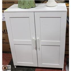 WHITE 2 DOOR CABINET. 37 X 16 X 31. FURNITURE