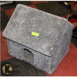 FULLY CARPETED CAT HOUSE 16"X20"X19".