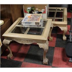 LIGHT WOOD COFFEE AND END TABLE SET