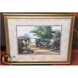 FRAMED & DOUBLE MATTED GARDEN SCENERY PICTURE