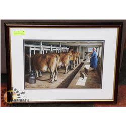FRAMED & DOUBLE MATTED SIGNED PICTURE OF FARM LIFE