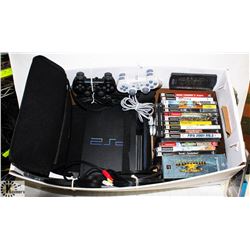 PS2, 2 CONTROL, REMOTE,  TRAVEL CASE, 17 GAMES