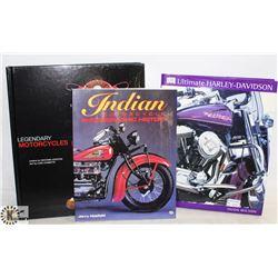 3 HARLEY, INDIAN MOTORCYCLE BOOKS